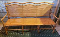 BANQUETTE 1900 EN BOIS IMITATION BAMBOU ET CANNAGE