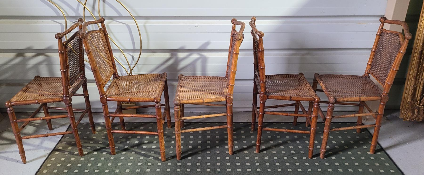 CHAISES FACON BAMBOU ET CANNAGE 1900