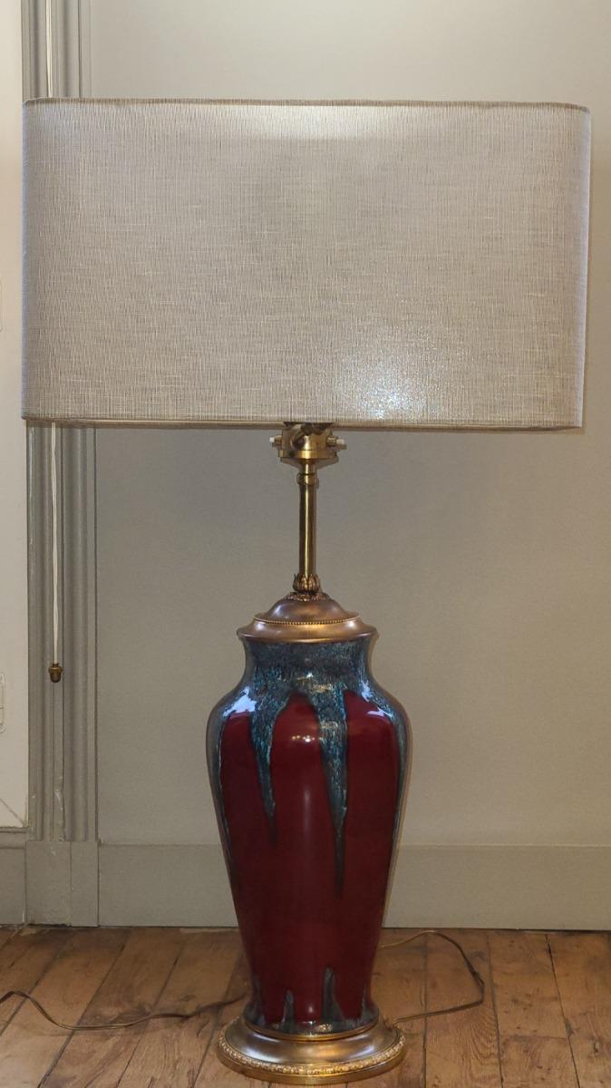 Lampe Grès  1950 Glaçure Rouge