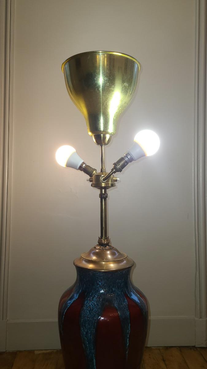 Lampe Grès  1950 Glaçure Rouge