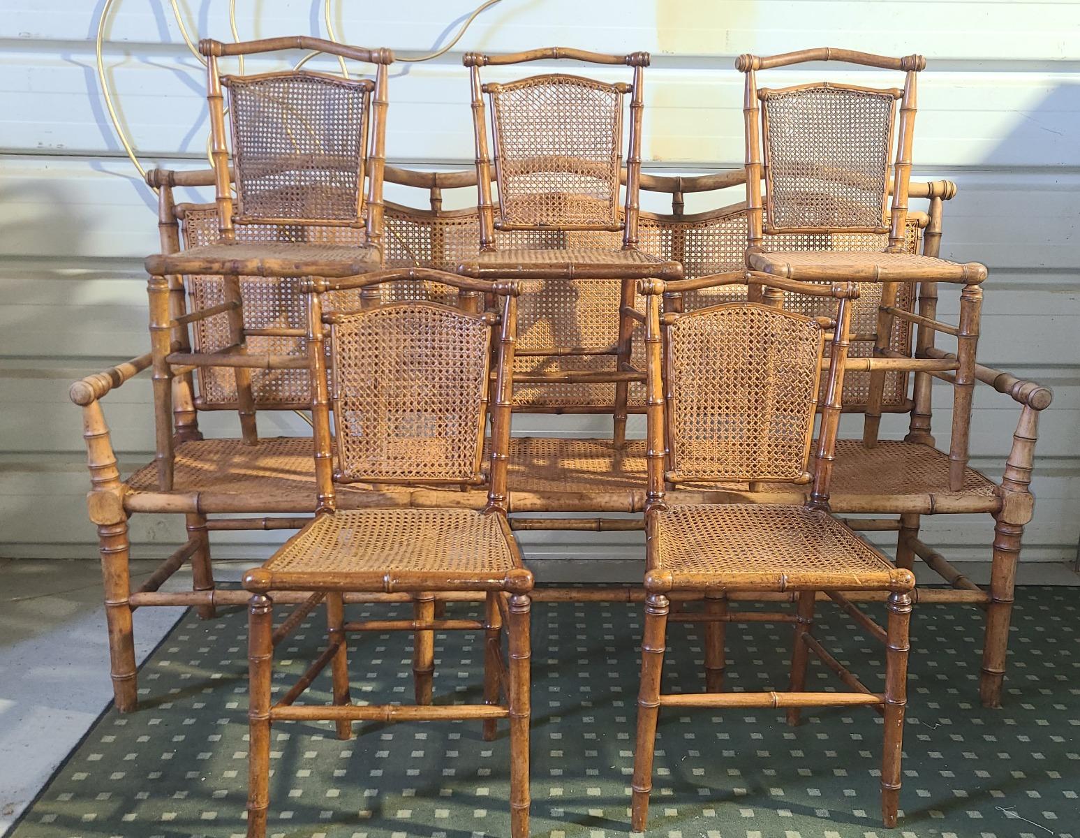 SALON DE JARDIN FACON BAMBOU ET CANNAGE 1900