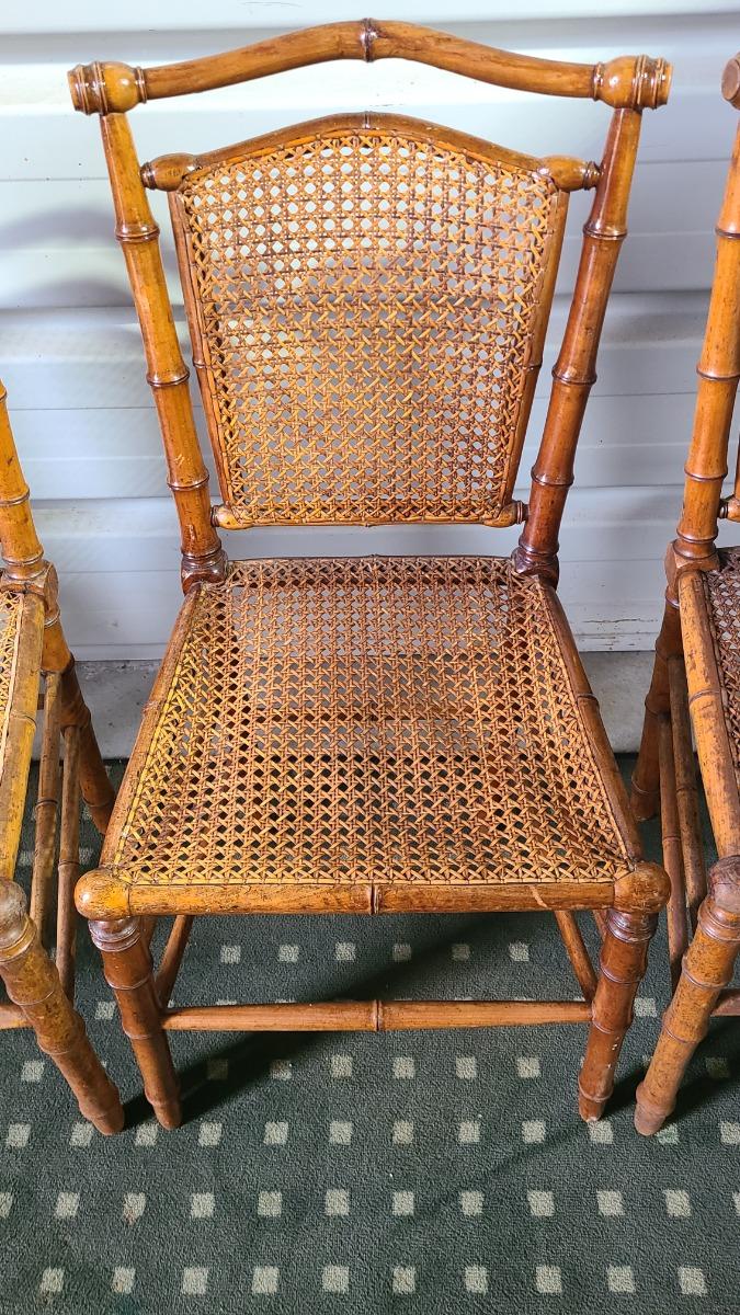 SALON DE JARDIN FACON BAMBOU ET CANNAGE 1900