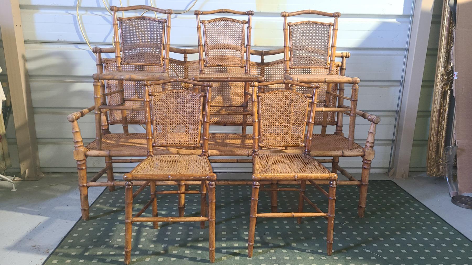 SALON DE JARDIN FACON BAMBOU ET CANNAGE 1900