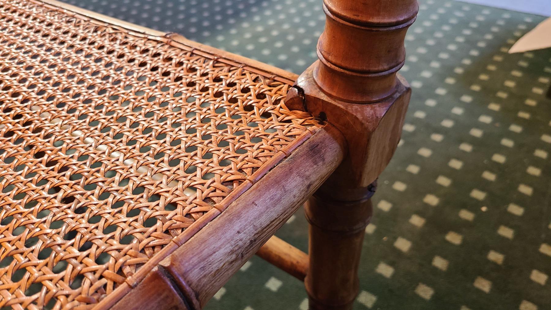 SALON DE JARDIN FACON BAMBOU ET CANNAGE 1900