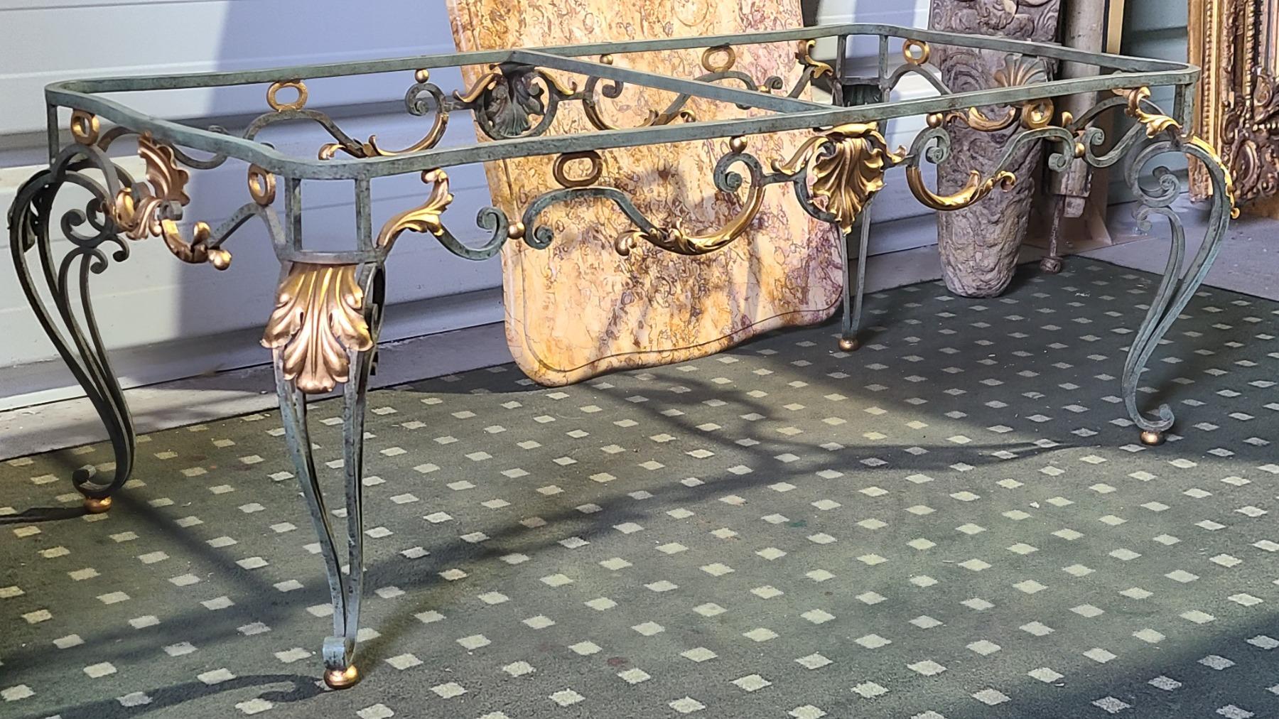 TABLE BASSE FER FORGE ET MARBRE 1950 