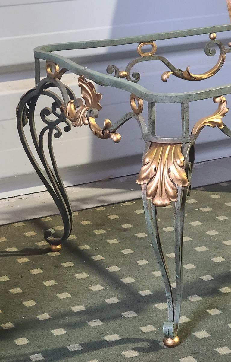 TABLE BASSE FER FORGE ET MARBRE 1950 